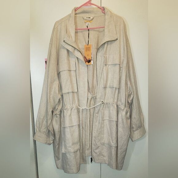 Future Collective with JENNY K LOPEZ Womens Linen Utility Anorak Cargo Jacket 3x - Picture 5 of 11